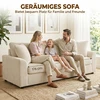 Koduva 3 vietų sofa su dekoratyvinėmis pagalvėlėmis, kreminė balta, 212 cm