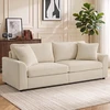 Koduva 3 vietų sofa su dekoratyvinėmis pagalvėlėmis, kreminė balta, 212 cm