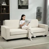 Koduva 3 vietų sofa su kordurojaus užvalkalu, kreminė balta, 227 x 84 x 87 cm