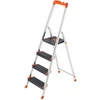 Songmics 4 pakopų kopėčios iš aliuminio, 44 x 83,5 x 143 cm, su įrankių dėklu, 150 kg