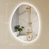 Koduva 70 x 50 cm asimetriškas vonios veidrodis su LED šviesa, sidabrinis