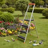 Koduva Aliuminės kopėčios su 4 plačiais laipteliais, neslidžios, su įrankių dėkle, 150 kg
