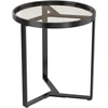 Koduva Apvalus šoninis staliukas su grūdinto stiklo stalviršiu ir geometriniu metaliniu rėmu, juodas, 45 x 45 x 50 cm