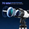 Koduva Astronominis refraktorinis teleskopas pradedantiesiems su stovu, 70 mm, baltas ir juodas
