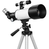 Koduva Astronominis refraktorinis teleskopas pradedantiesiems su stovu, 70 mm, baltas ir juodas