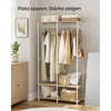 Koduva Atvira drabužių spinta su drabužių kabykla ir lentynomis, natūraliai smėlinė, 40 x 94,5 x 180 cm