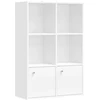 Songmics Atvira knygų lentyna, 3 lygiai, 2 skyriai su durimis, 29 x 65,8 x 97,8 cm, balta