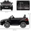 Koduva Audi elektrinis vaikų automobilis, juodas, 102 x 60 x 44 cm, 3–5 m.