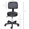 Koduva Aukščio reguliuojama taburetė su atlošu, juoda, Ø35 cm, 72-84 cm