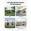 Koduva Automobilio stoginė VEVOR, su nuimamomis šoninėmis sienomis ir durimis, plienas ir PE audinys, balta, 609 x 305 x 287 cm