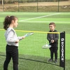 Koduva Badmintono tinklas, 4 m, reguliuojamo aukščio, juodas-geltonas, su krepšiu ir kuoliukais