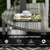 Aosom Balkono stalas, pusapvalis, poliratano ir metalo, pilkas, 100 x 50 x 74 cm