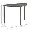 Aosom Balkono stalas, pusapvalis, poliratano ir metalo, pilkas, 100 x 50 x 74 cm