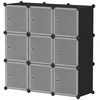 Songmics Batų lentyna su 9 kubais, plastikinė modulinė spinta su durimis, 93 x 31 x 93 cm, juoda