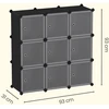 Songmics Batų lentyna su 9 kubais, plastikinė modulinė spinta su durimis, 93 x 31 x 93 cm, juoda