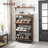 Songmics Batų spintelė su 3 atverčiamais skyriais, 15–18 porų, 80 x 30 x 130 cm, ruda-juoda