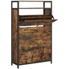 Songmics Batų spintelė su 3 atverčiamais skyriais, 15–18 porų, 80 x 30 x 130 cm, ruda-juoda