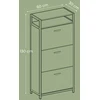 Songmics Batų spintelė su 3 atverčiamomis durelėmis, 15–18 porų, 60 x 30 x 130 cm, ruda-juoda