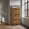 Songmics Batų spintelė su 3 atverčiamomis durelėmis, 15–18 porų, 60 x 30 x 130 cm, ruda-juoda
