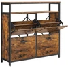 Songmics Batų spintelė su 4 atverčiamais skyriais, 98,3 x 30 x 95 cm, ruda–juoda