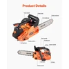 VEVOR Benzininis grandininis pjūklas 2500, 25 cc, 0,75 kW, 31 cm, oranžinis / juodas