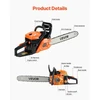 VEVOR Benzininis grandininis pjūklas 6200, 2,7 kW, 51 cm, oranžinė / juoda
