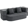 Aosom Berėmė dvivietė grindų sofa-lova su 2 pagalvėmis, tamsiai pilka, 190 cm