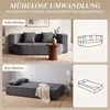 Aosom Berėmė dvivietė grindų sofa-lova su 2 pagalvėmis, tamsiai pilka, 190 cm