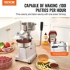 VEVOR Burgerių paplotėlių presas JKH-130, 13 cm, nerūdijantis plienas, su 1000 paplotėlių lapelių
