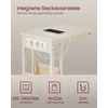 Koduva C formos šoninis staliukas, kreminės baltos spalvos, su 2 AC lizdais ir 2 USB, 30 x 40 x 62 cm