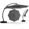 Koduva Cantilever patio skėtis su pagrindu, 360° pasukimas ir pasvirimo reguliavimas, pilkas