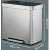 Koduva Dviejų skyrių virtuvinė šiukšliadėžė, nerūdijantis plienas, 2 x 30 l, sidabrinė