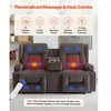 VEVOR Dvivietė atlošiama sofa su elektriniu valdymu, šildymo ir masažo funkcija, zomšinis audinys, 97 x 168 x 85 cm