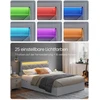 Lova Songmics Dvivietės lovos rėmas 140 x 200 cm su LED, įkrovimo stotele, šviesiai pilkas, juodas