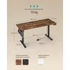 Songmics Elektra reguliuojamo aukščio rašomasis stalas, 60 x 160 x 72–120 cm, vintage rudas-juodas
