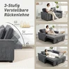 Koduva Futono miegamoji sofa, reguliuojama atlošo dalis, 2 vietų, 2 pagalvės, tamsiai pilka