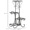 Koduva Gėlių stovas iš metalo, 4 pakopos, juodas, 45 x 24,5 x 80 cm