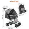 VEVOR Gyvūnų vežimėlis GS303, sulankstomas, 4 ratų, iki 20 kg