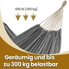 Koduva Hamakas 2 asmenims, 210 x 150 cm, pilkas, 70% medvilnė, apkrova iki 300 kg