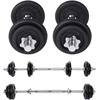 Songmics Hantelių rinkinys iš ketaus, 20 kg, 2 dalių, juodas, su jungiamuoju strypu