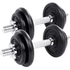 Songmics Hantelių rinkinys iš ketaus, 20 kg, 2 dalių, juodas, su jungiamuoju strypu
