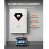 VEVOR Hibridinis saulės inverteris EM6200-48L, 6000 W, 48 V DC į vienfazį 220/230 V AC, 45 x 31 x 13 cm