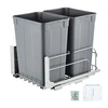 VEVOR Ištraukiama šiukšliadėžė, 35 QT x2, dviguba, po stalviršiu, su minkštu uždarymu, pilka