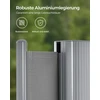 Songmics Ištraukiama šoninė markizė balkonui ir terasai, pilka, 1,8 x 3,5 m, aliuminis, PU danga