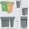 Koduva Ištraukiamas šiukšliadėžės įdėklas, virtuvės atliekų konteineris su 2 išimamais kibirėliais, rankena, 30 l (20 l + 10 l), metalas, pilkas