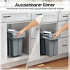 Koduva Ištraukiamas šiukšliadėžės įdėklas, virtuvės atliekų konteineris su 2 išimamais kibirėliais, rankena, 30 l (20 l + 10 l), metalas, pilkas