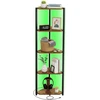 Songmics Kampinė knygų lentyna su 5 lentynomis ir reguliuojamu LED apšvietimu, ruda, 24,8 x 48 x 146,6 cm