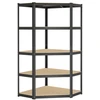 Koduva Kampinė lentyna, 5 pakopų, plienas ir MDF, 90 x 90 x 180 cm, iki 875 kg, juoda-smėlio