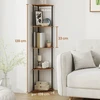 Songmics Kampinė lentyna su 5 lentynomis, 38,3 x 27 x 139 cm, medžio drožlių plokštė ir plienas, vintažinė ruda