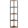 Songmics Kampinė lentyna su 5 lentynomis, 38,3 x 27 x 139 cm, medžio drožlių plokštė ir plienas, sendinta ruda